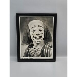 Vintage Framed Photo Christopher Hudert Clown  Black and White Daytona Magic